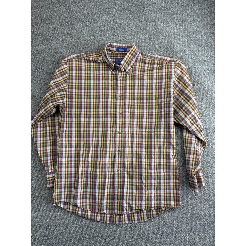 Pendleton Shirt Mens Medium Multicolor‎ Plaid Long Sleeve Button Front Cotton